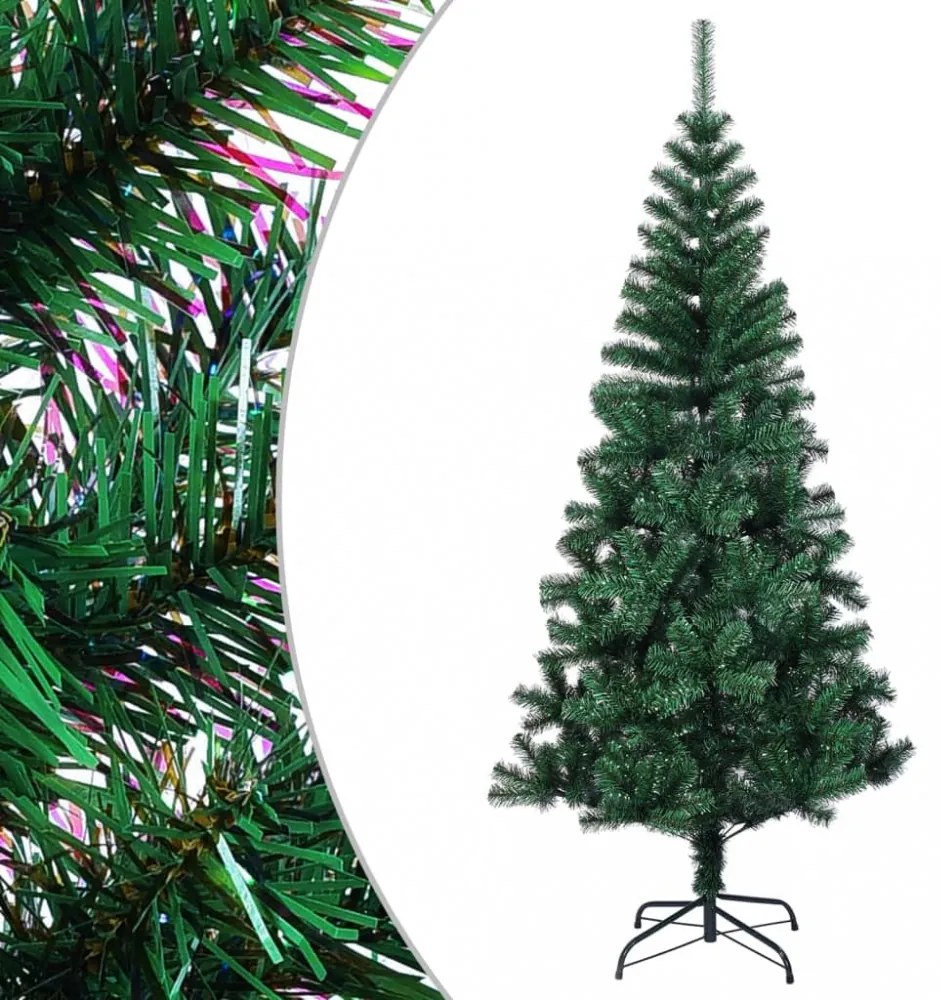 zöld PVC műkarácsonyfa irizáló csúcsokkal 210 cm