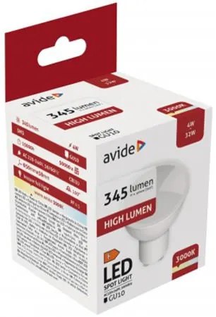 LED izzó, GU10 spot, 4W, 345lm, 3000K, AVIDE (AVLED036)