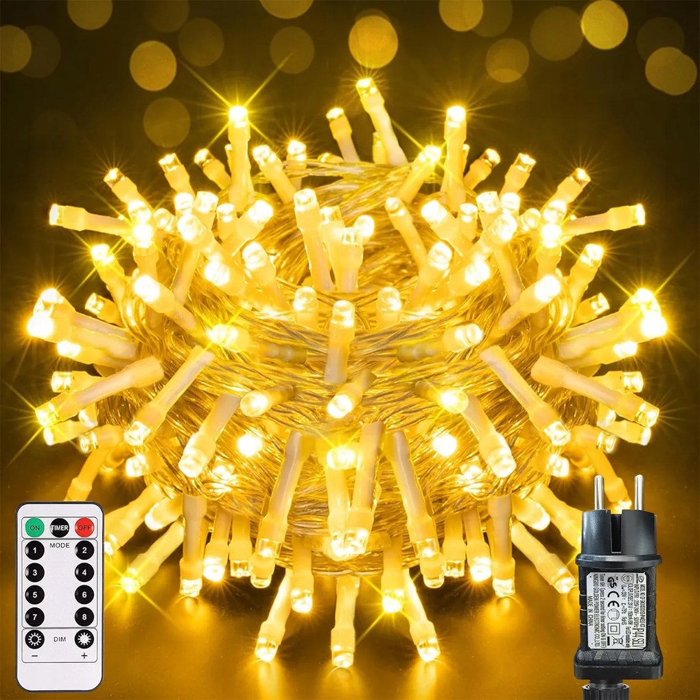 Karácsonyfa Fényfüzér 350 Led Karácsonyi Fehér Meleg 35M Wew 8 Üzemmód Erős