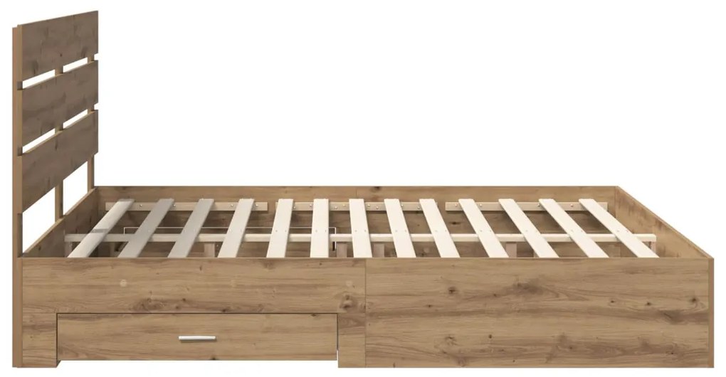 vidaXL Ágykeret fiókkal fejtámlával Artisan tölgy 180 x 200 cm Faanyag