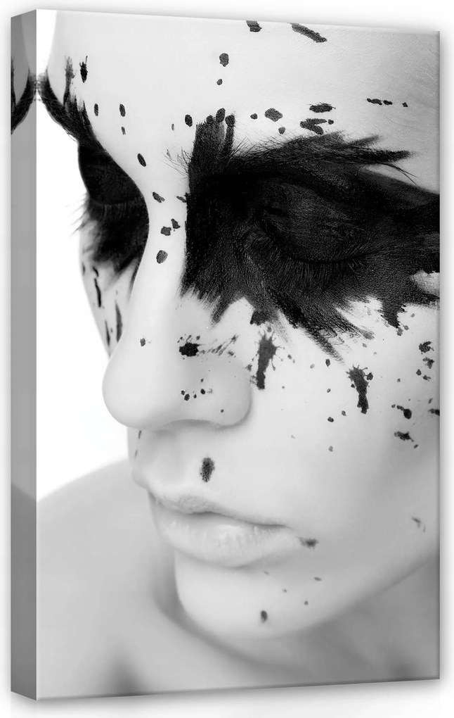 Vászonkép 40x60 Portré fekete-fehér body art kifejezés kontraszt monokróm