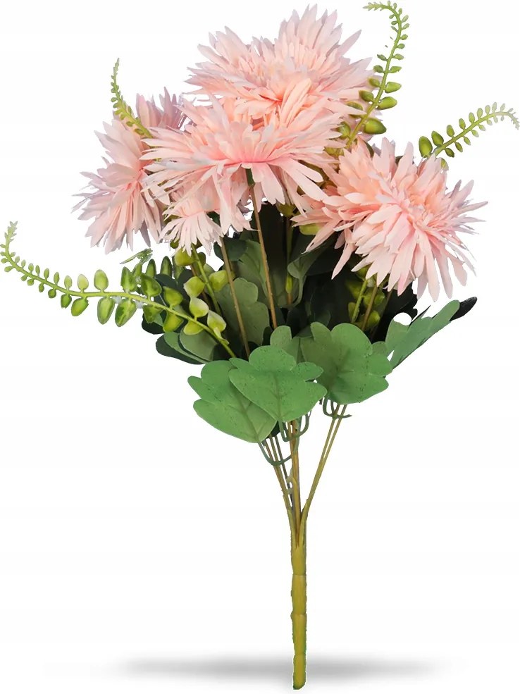 9 Őszirózsa Csokor Páfrányokkal 42CM Lazac Színű művirág váza