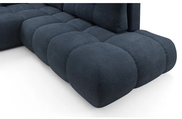 Kihúzható kárpitozott sarokülőgarnitúra tárolóval, L-alakú, ALMADA, balos, kék