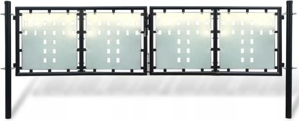 Kerítéskapu, fekete, 300 x 125 cm