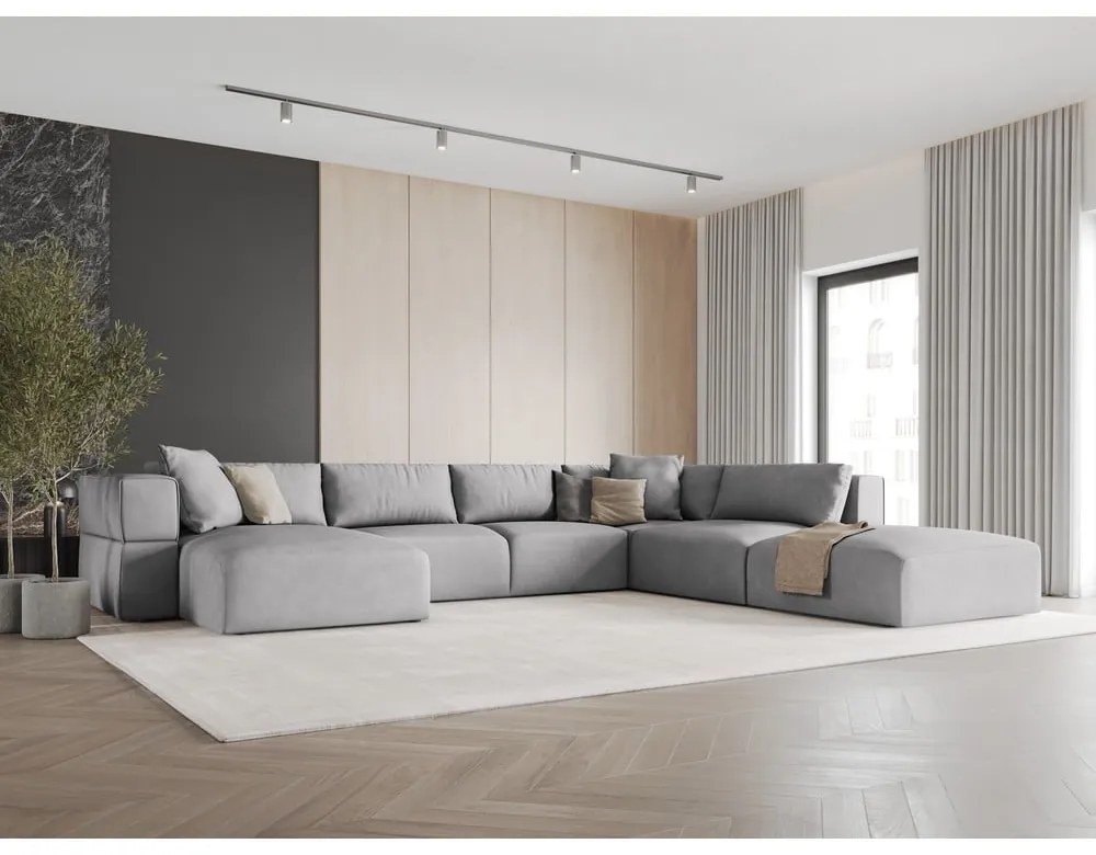 Világosszürke sarokkanapé (jobb oldali-"U" alakú) Esther – Milo Casa