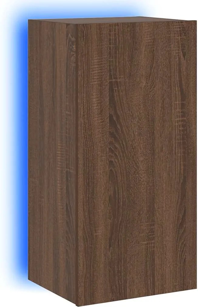 vidaXL barna tölgyszínű fali TV-szekrény LED-del 40,5x35x80 cm