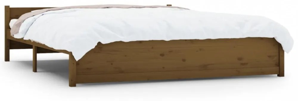 mézbarna tömör fa ágykeret 200x200 cm
