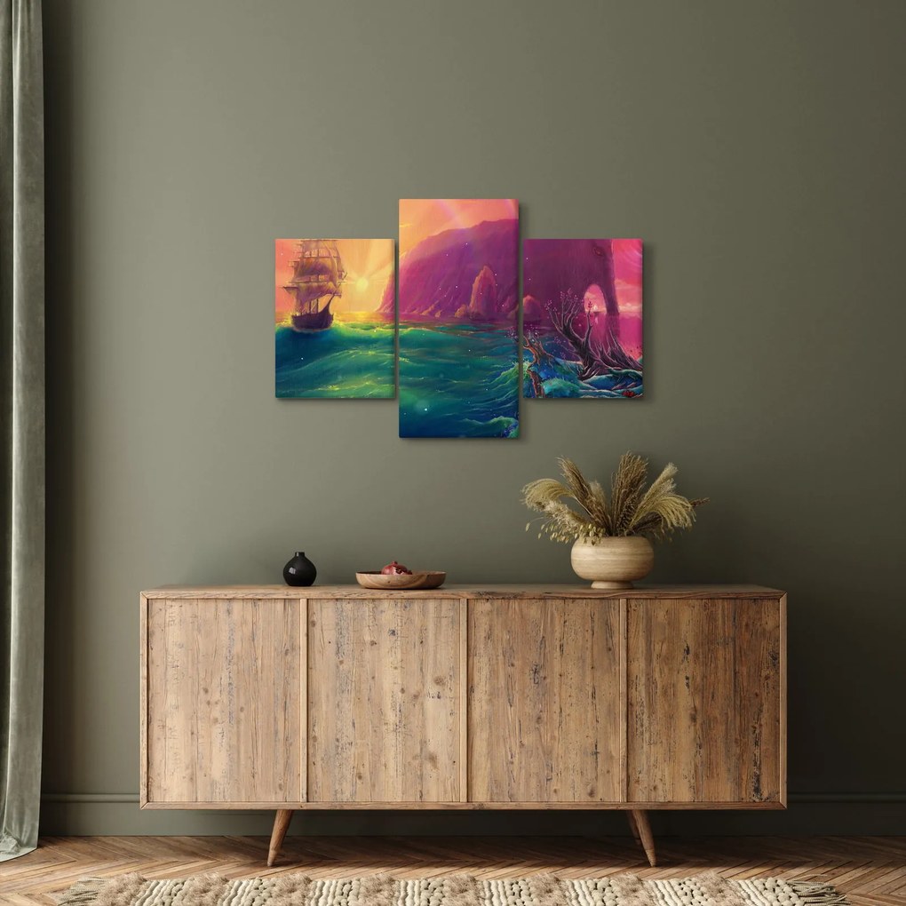 Kép - Olajfestmény, Vitorlázás egy fantasztikus birodalomba (90x60 cm)