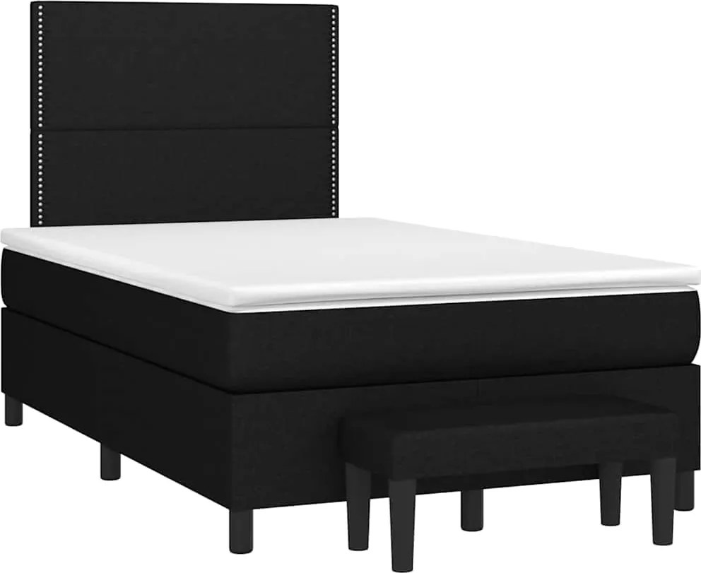 vidaXL fekete szövet rugós ágy matraccal 120 x 190 cm