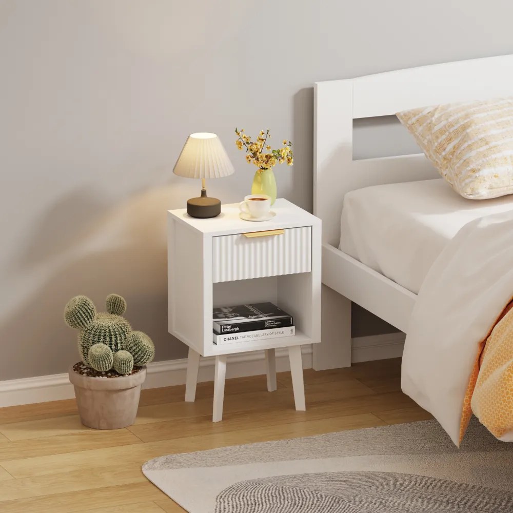 Éjjeliszekrény, fehér, TOBI