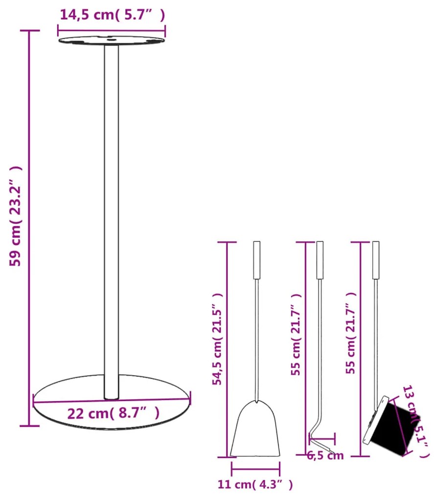 4 darabos kandallószerszám-készlet 22 x 59 cm acél