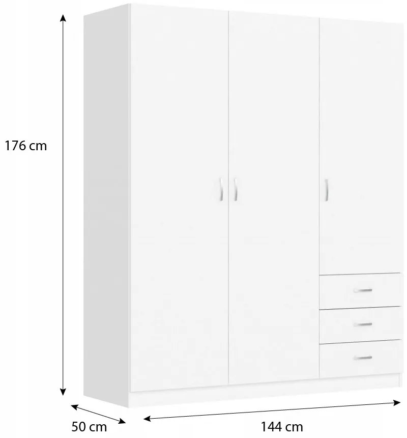 Riava gardróbszekrény 144cm F 3D3S Fehér N