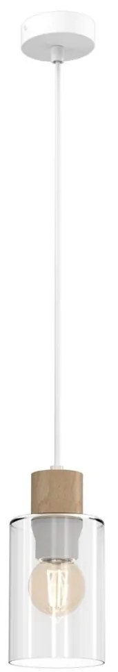 Csillár zsinóron MADERA 1xE27/60W/230V fehér/fa