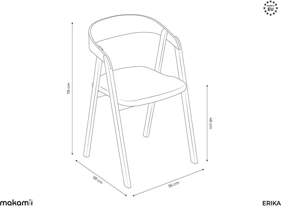 Borvörös tömörfa étkezőfotel Erika – Makamii