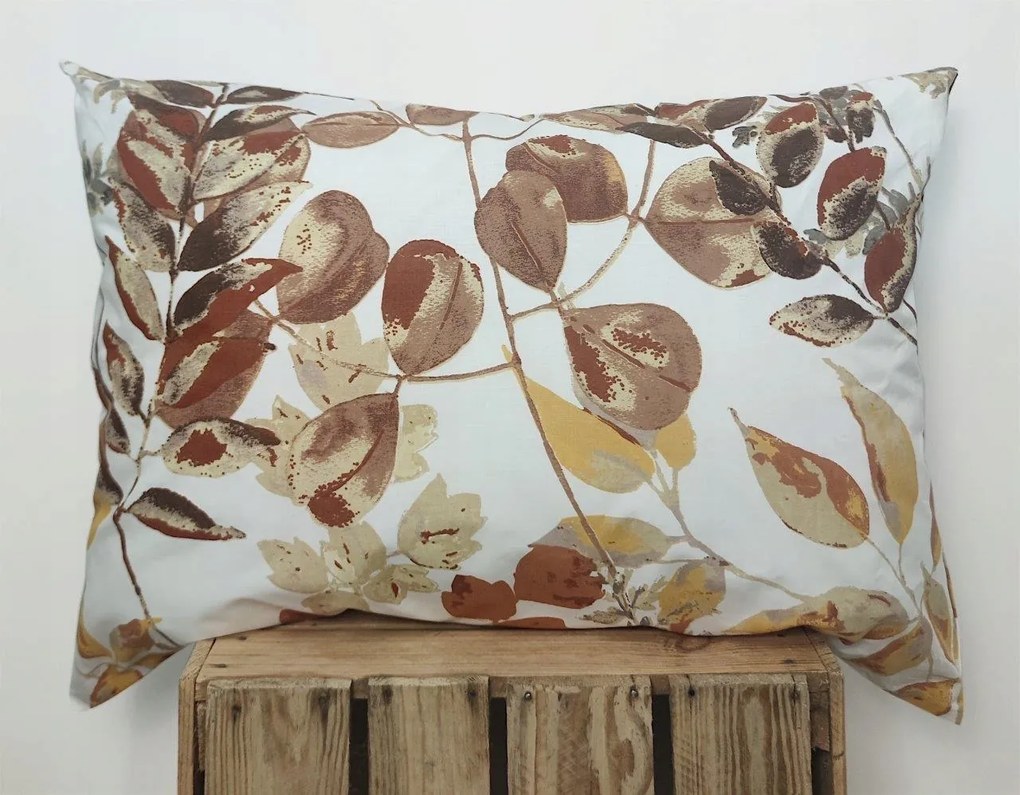 Pamut párnahuzat Prémium levelek barna őszi 1792 levelek 50x60