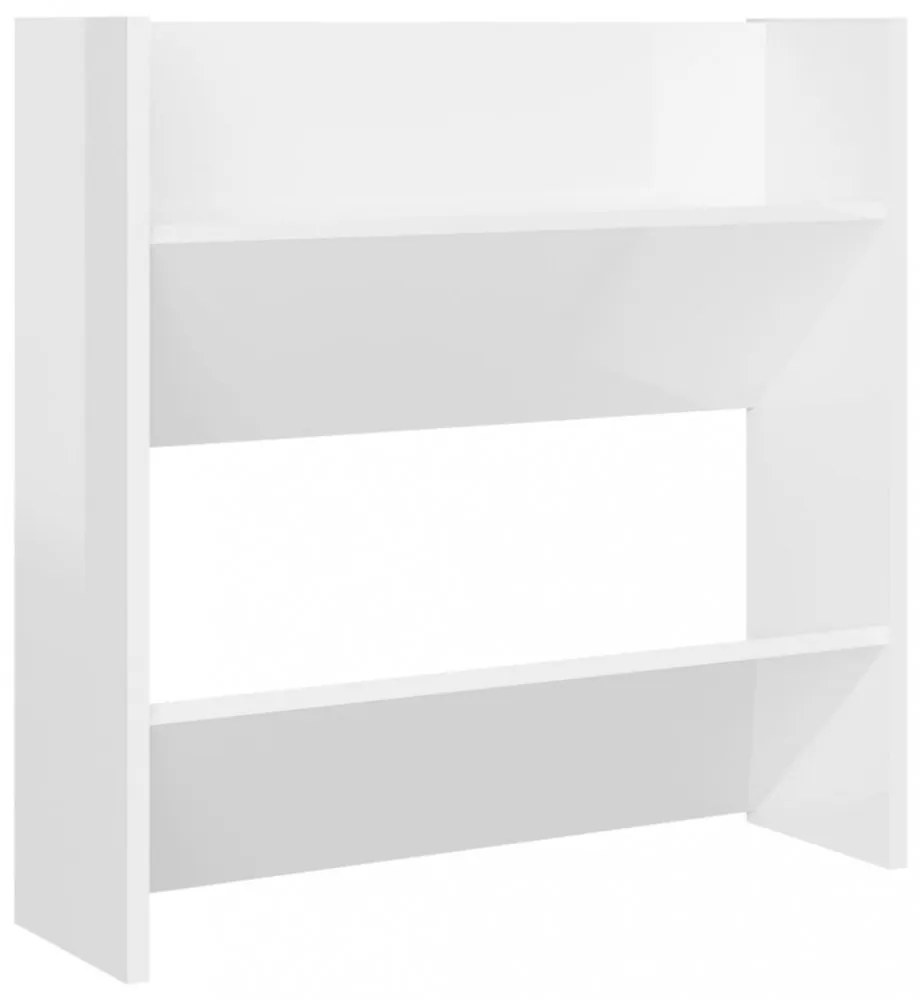 4 db magasfényű fehér szerelt fa fali cipősszekrény 60x18x60 cm