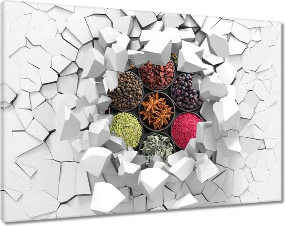 Vászonkép 90x60 Fűszertartó tálak gyógynövények