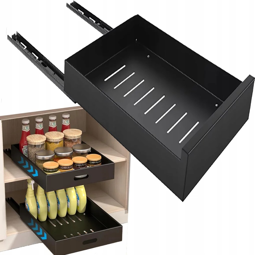 Teleszkópos Fiók Kihúzható Polc Konyhaszekrény Betét 25kg