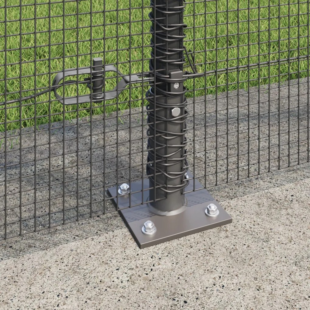Hegesztett Drótkerítés 7 Flangás Oszloppal Szürke 1.4x10 m Acél