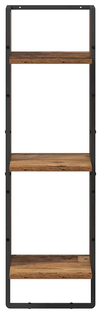 vidaXL Falpolc polcokkal tárolóval Öreg fa 30 x 25 x 100 cm Faanyag