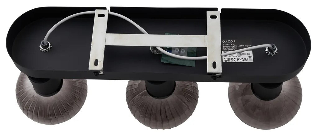 Kerek mennyezeti spotlámpa fekete füstüveggel, 3 fényforrással - Teddy