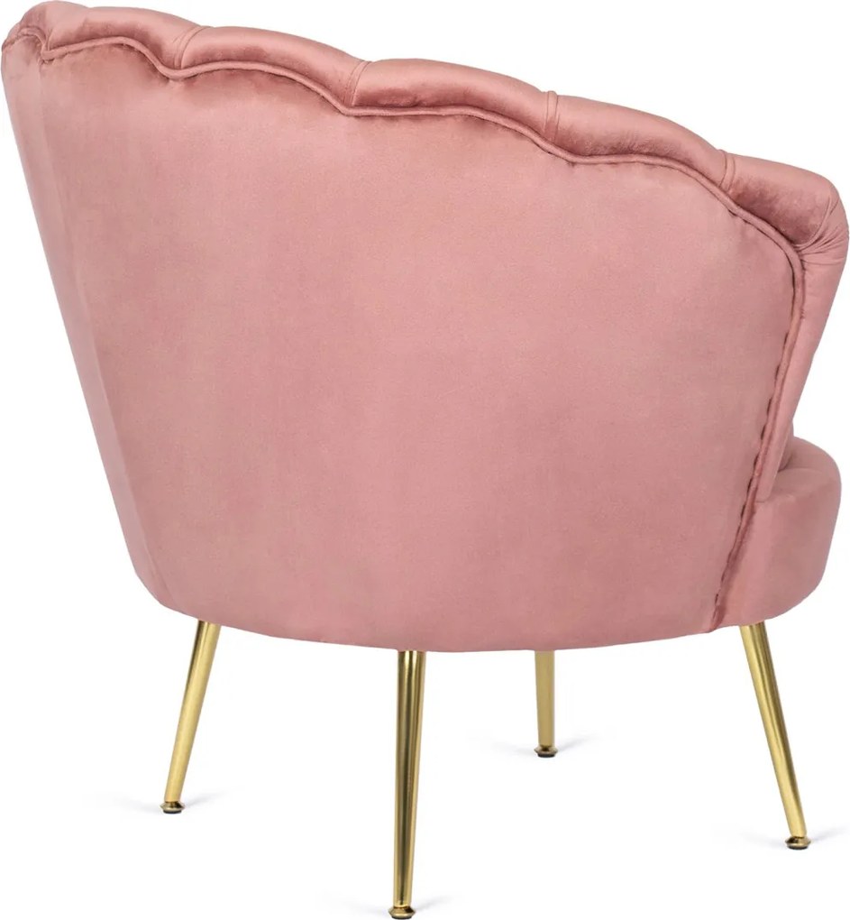 Fotel rózsaszín velúr kárpitozással - ANGEL