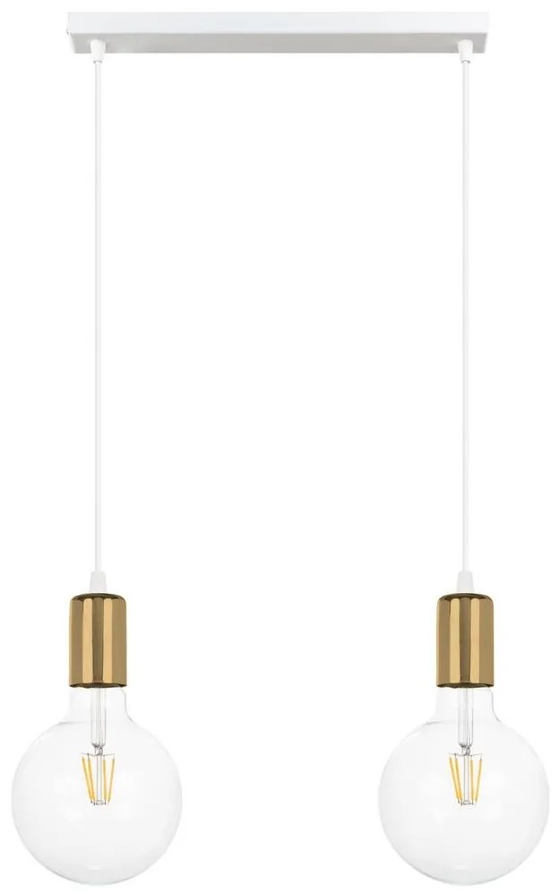 Csillár zsinóron MIROS 2xE27/60W/230V fehér/arany