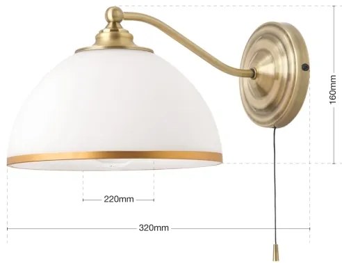 Orion WA 2-1371/1 - Fali lámpa OLD LAMP 1xE27/40W/230V fehér/réz