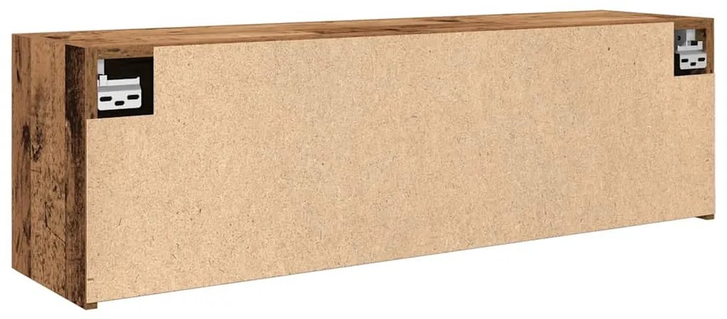 antik fa színű szerelt fa fali fürdőszobaszekrény 100x25x30 cm