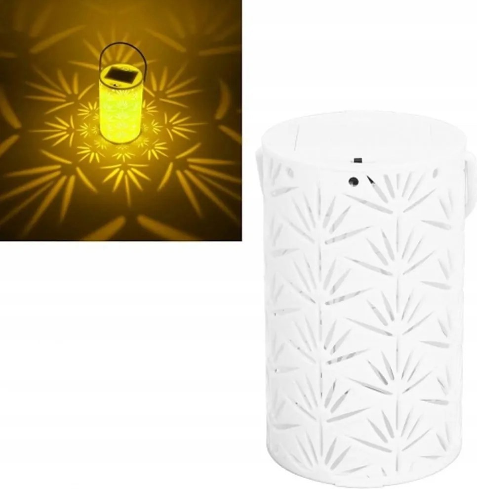 Lámpa kis dekoratív fehér lampion áttört levelek