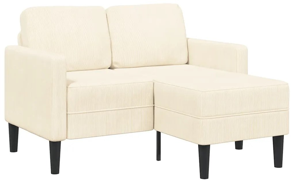 krémszínű vászon 2 üléses kanapé L-alakú kanapéval 125 cm