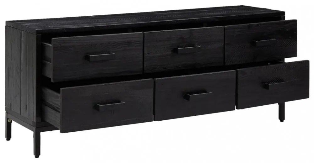 fekete újrahasznosított tömör fenyőfa tárolópad 110x35x45 cm