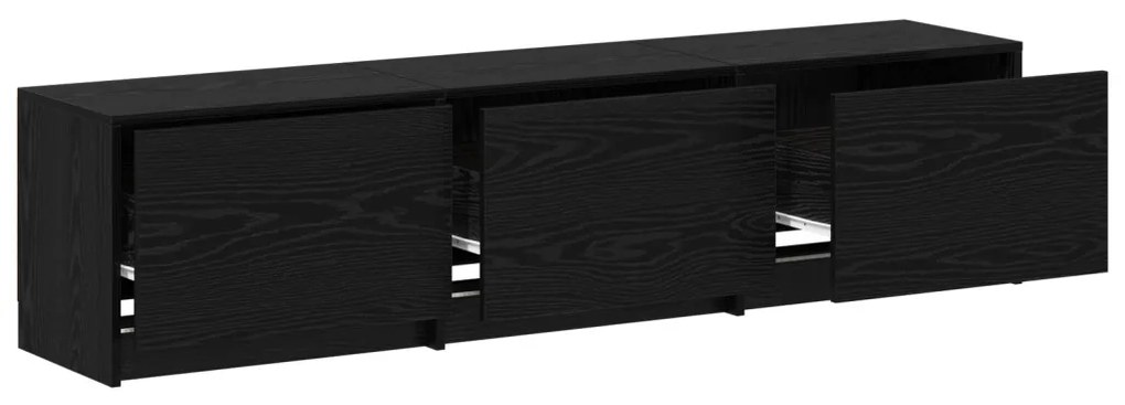TV szekrény LED Fekete Tölgy 162.5x34x40 cm Szerelt Fa