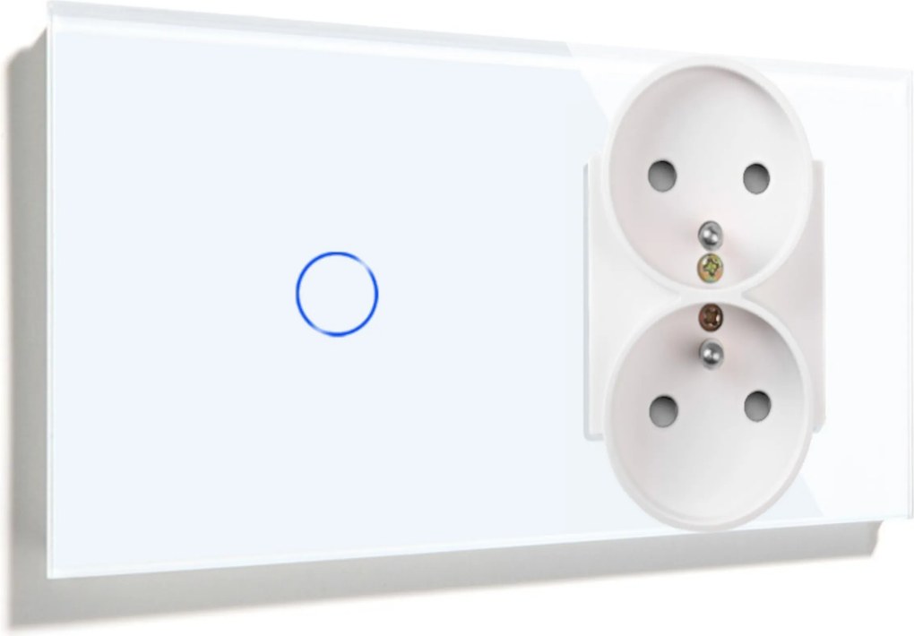 Érintőkapcsoló Üveg Szimpla 1K Zigbee Dupla Aljzat Tuya Smart