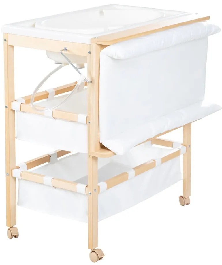 Fehér-natúr színű pelenkázó feltét nyírfa dekorral Baby Pool – Roba