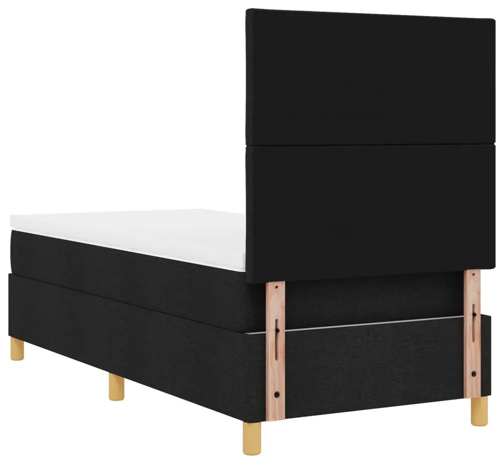 Box Spring Ágy matraccal & LED Fekete 90x200 cm Szövet