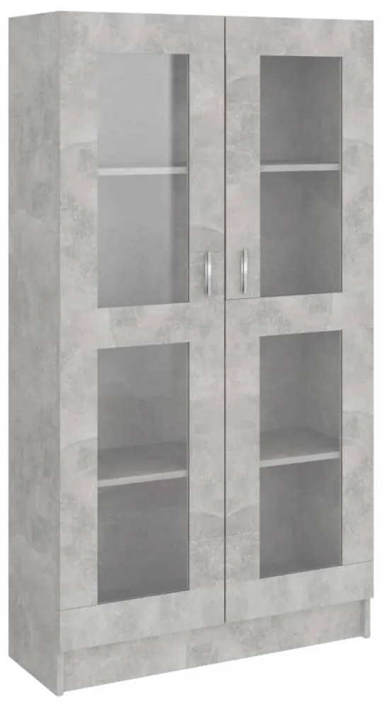 betonszürke szerelt fa vitrinszekrény 82,5 x 30,5 x 150 cm