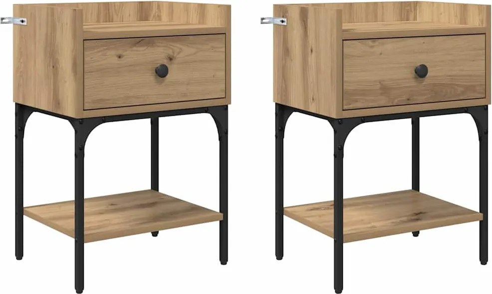 vidaXL Éjjeli asztal 2 pcs Artisan tölgy 40 x 29 x 60 cm Faanyag