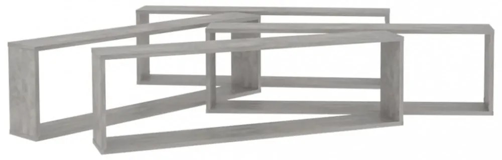 4 db betonszürke szerelt fa fali polc 100 x 15 x 30 cm