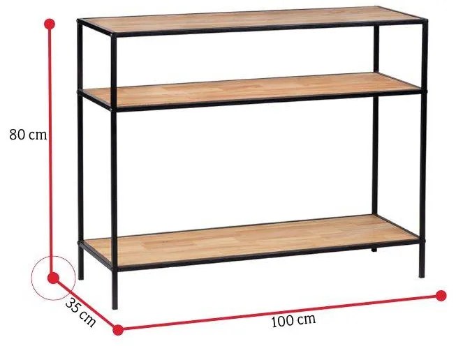 ODETE konzolasztal, 100x80x35, fekete/barna