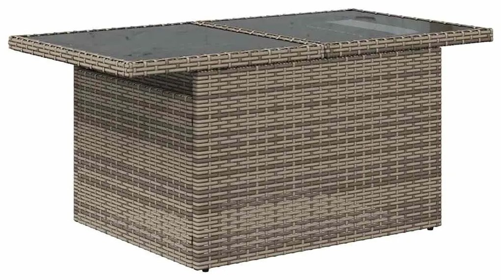 Kerti Kanapé Szett 9 pcs Szürke Poli rattan és porfestett acél