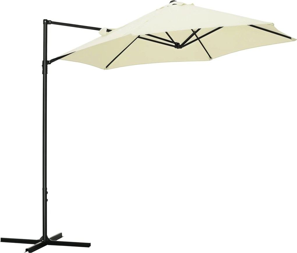 Outsunny Ø256x245 cm Beágyazott Napernyő 360°-os Forgatással és Keresztalappal Teraszra | Aosom