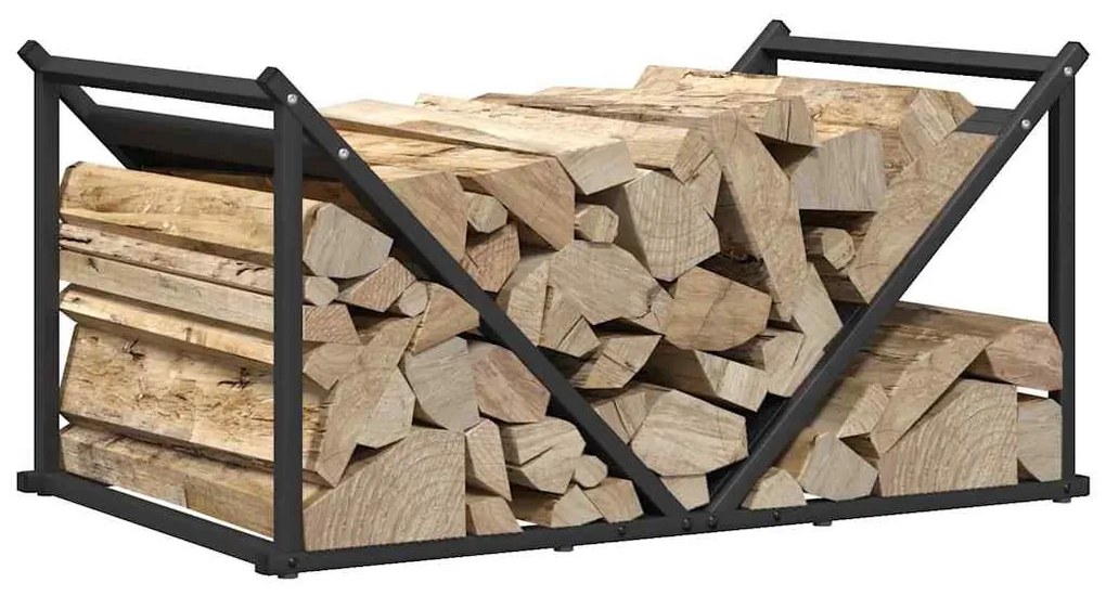 fekete hidegen hengerelt acél tűzifatároló 70x43x34,5 cm