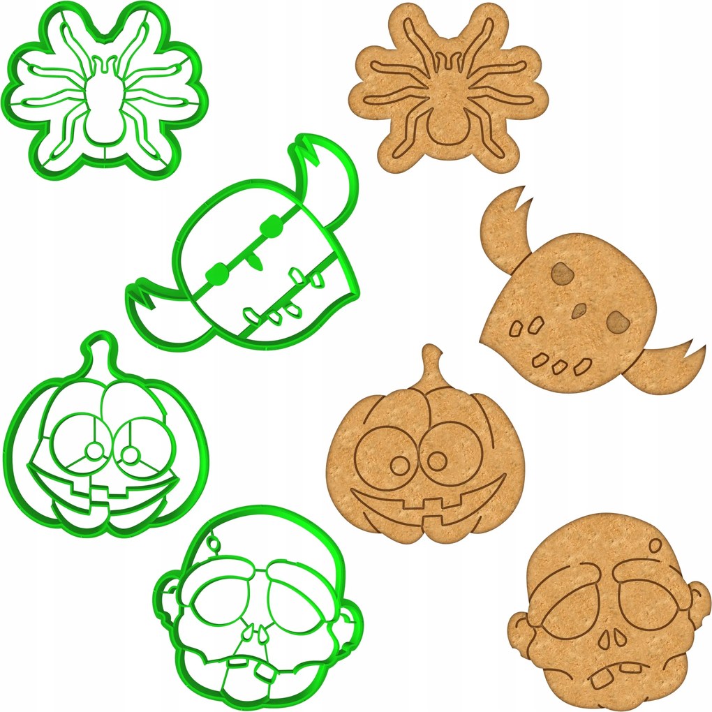 4x Formák Lyukasztók Mézeskalács kiszúrók Halloween 4db-os szett