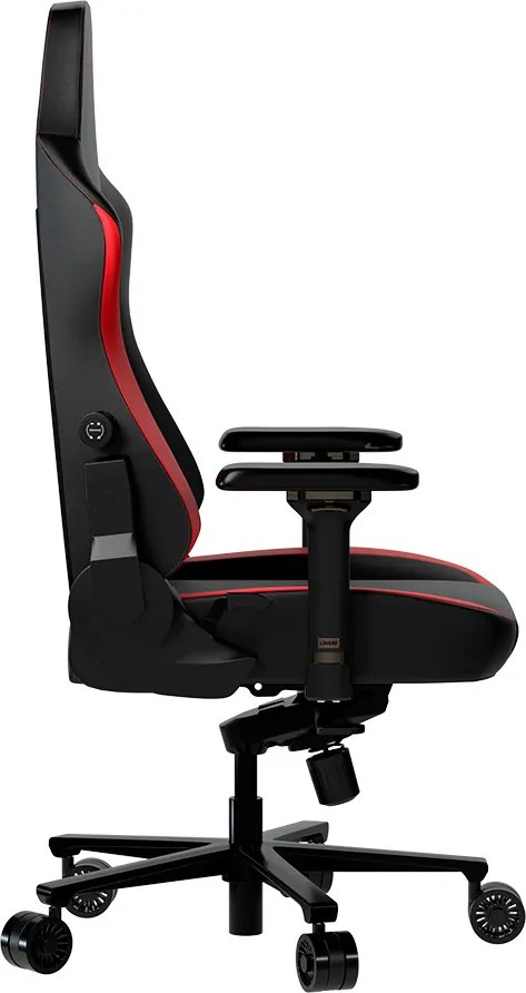 LORGAR Gamer szék, fém váz, multiblokk mechanizmus, 4D karfák, 5 csillagos alumínium láb, gázlift, szövet műbőr, fekete-piros