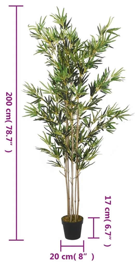 zöld mű bambuszfa 1380 levéllel 200 cm