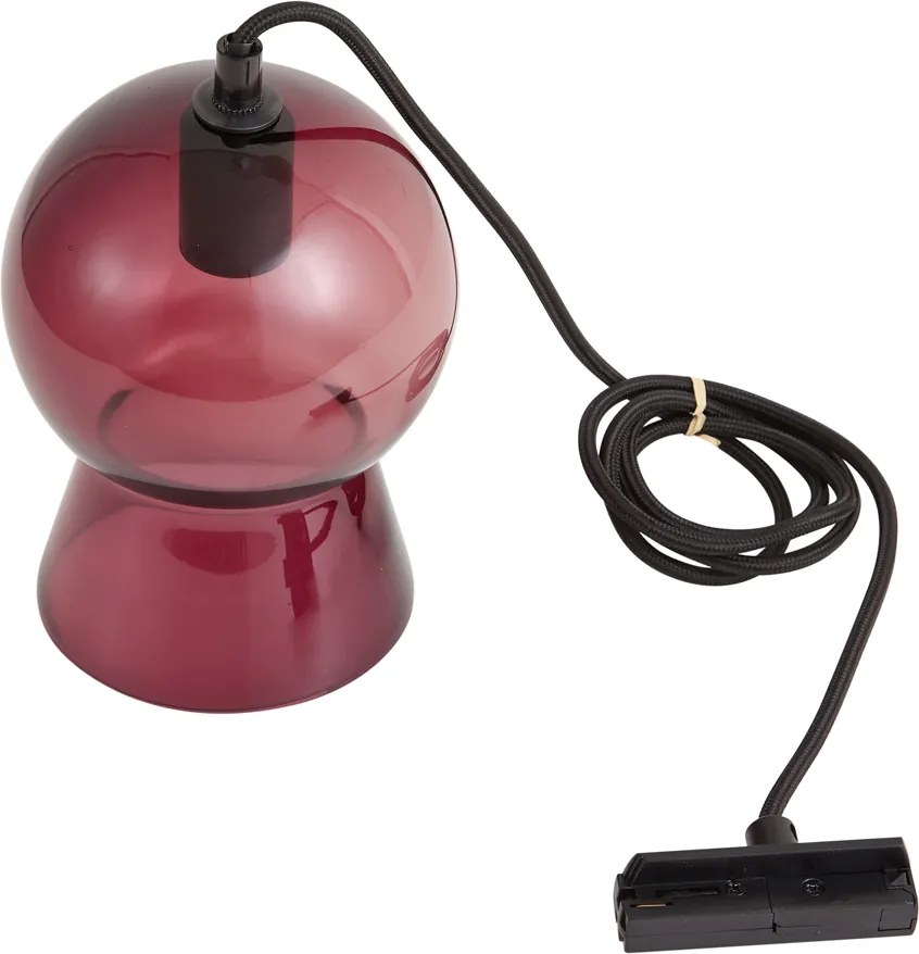 Retro függőlámpa fekete lila üveggel 1 fázisú sínrendszerhez - Iconic Bell