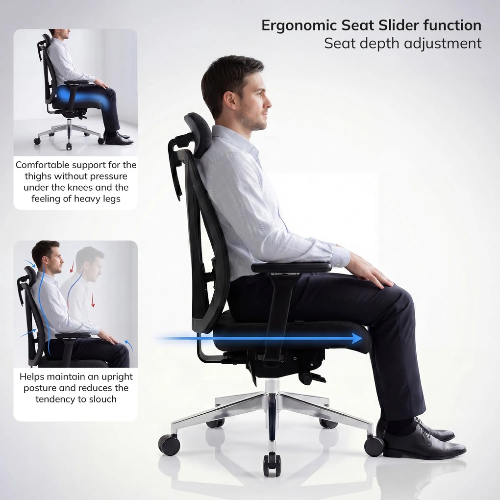 Ergonomikus irodai szék fekete hálós VECTOR