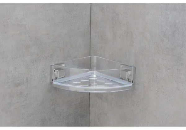 WENKO 22686100-Sarokpolc VACUUM-LOC QUADRO ED 28x19,5 cm ezüst/átlátszó