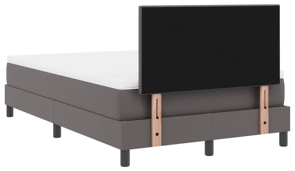 Boxspring Ágy Matraccal Szürkében, 120 x 200 cm Műbőr
